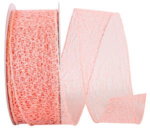 Web Natural Wire Edge Ribbon -- Various Sizes --- Coral Color