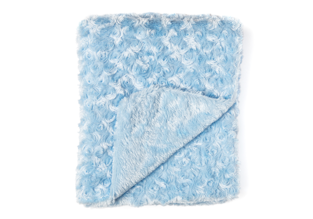 Curly Plush Baby Blanket -- 30 x 36 in - Blue Color