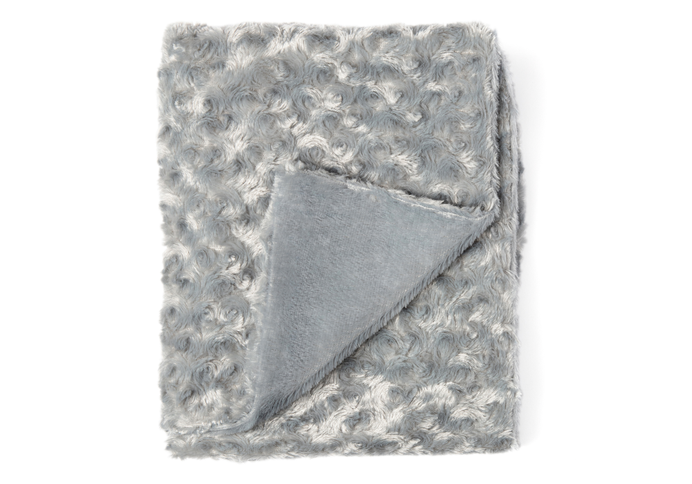 Curly Plush Baby Blanket -- 30 x 36 in - Grey Color