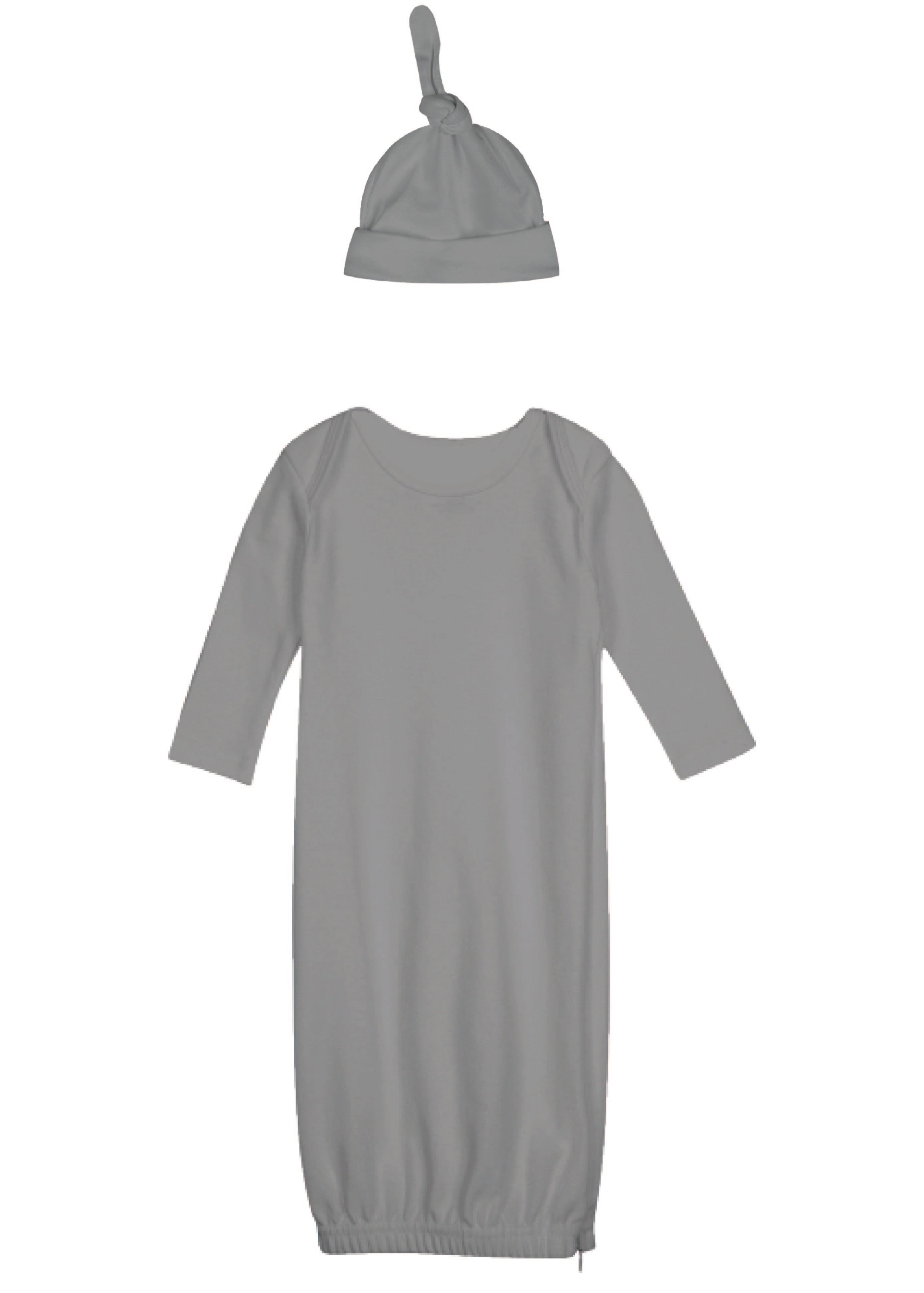 Baby Embroidery Sleep Gown Blank Set, Dark Grey Color