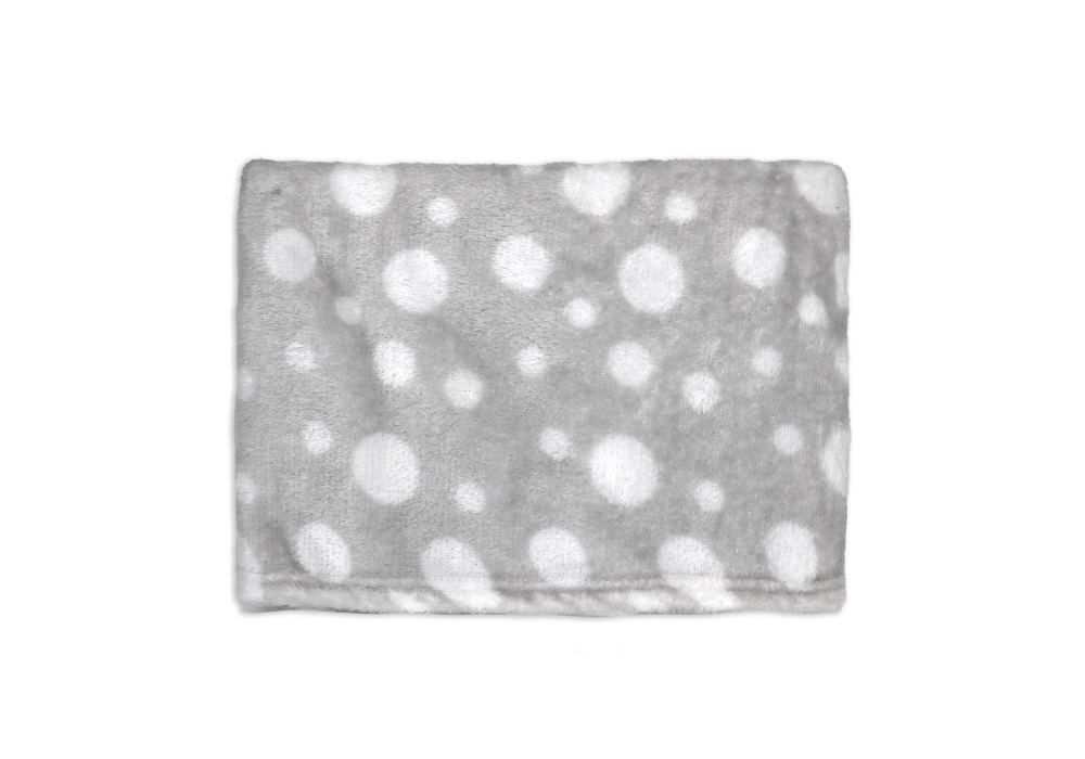 Dotted Flannel Fleece Baby Blanket, 30 x 36 in, Dark Grey & White Color