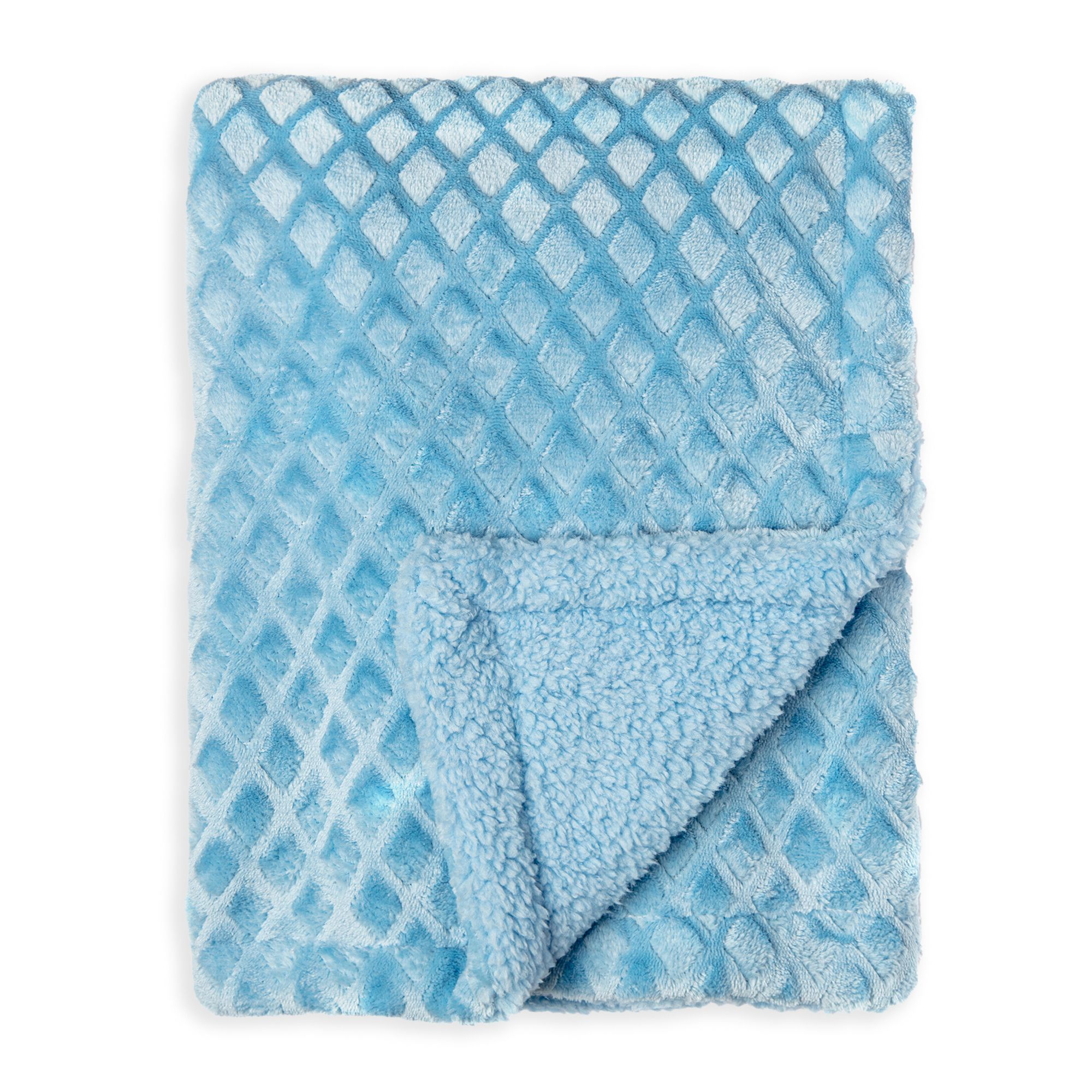 Diamond Plush Baby Blanket --- 30 x 40 in --- Blue Color