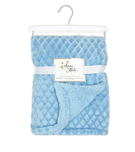 Diamond Plush Baby Blanket --- 30 x 40 in --- Blue Color