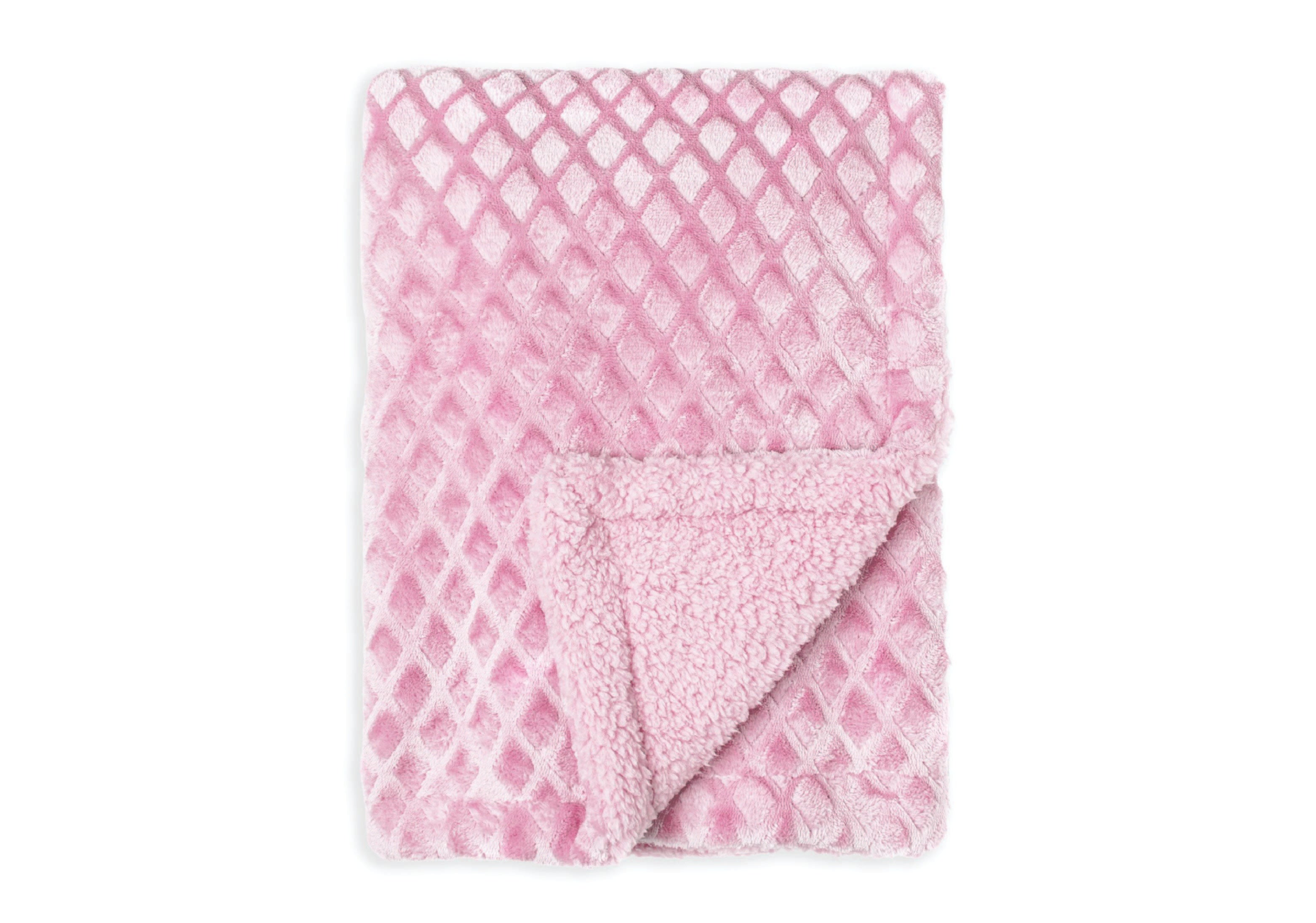 Diamond Plush Baby Blanket --- 30 x 40 in --- Pink Color