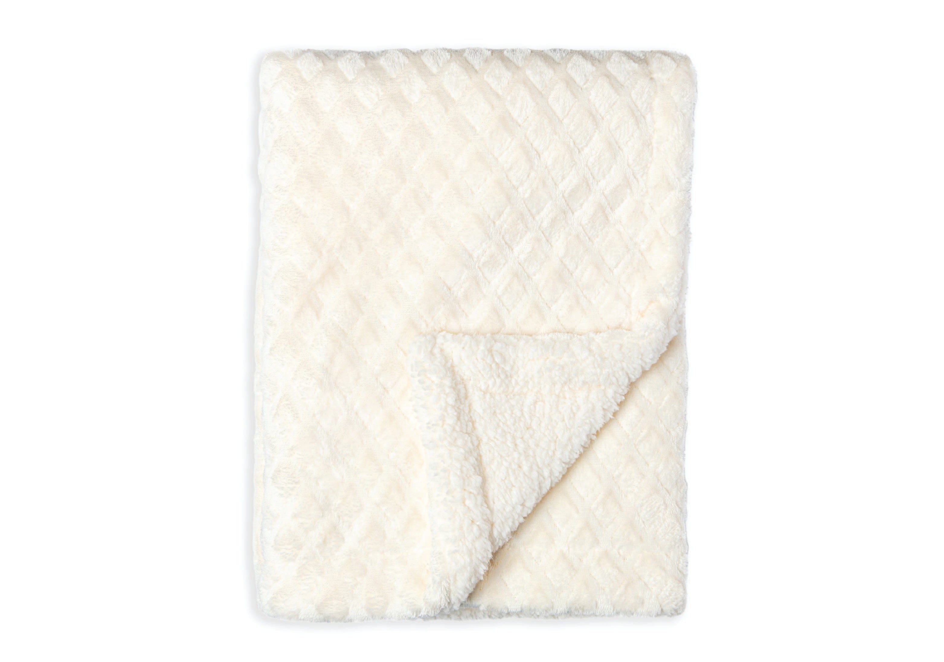 Diamond Plush Baby Blanket --- 30 x 40 in --- White Color