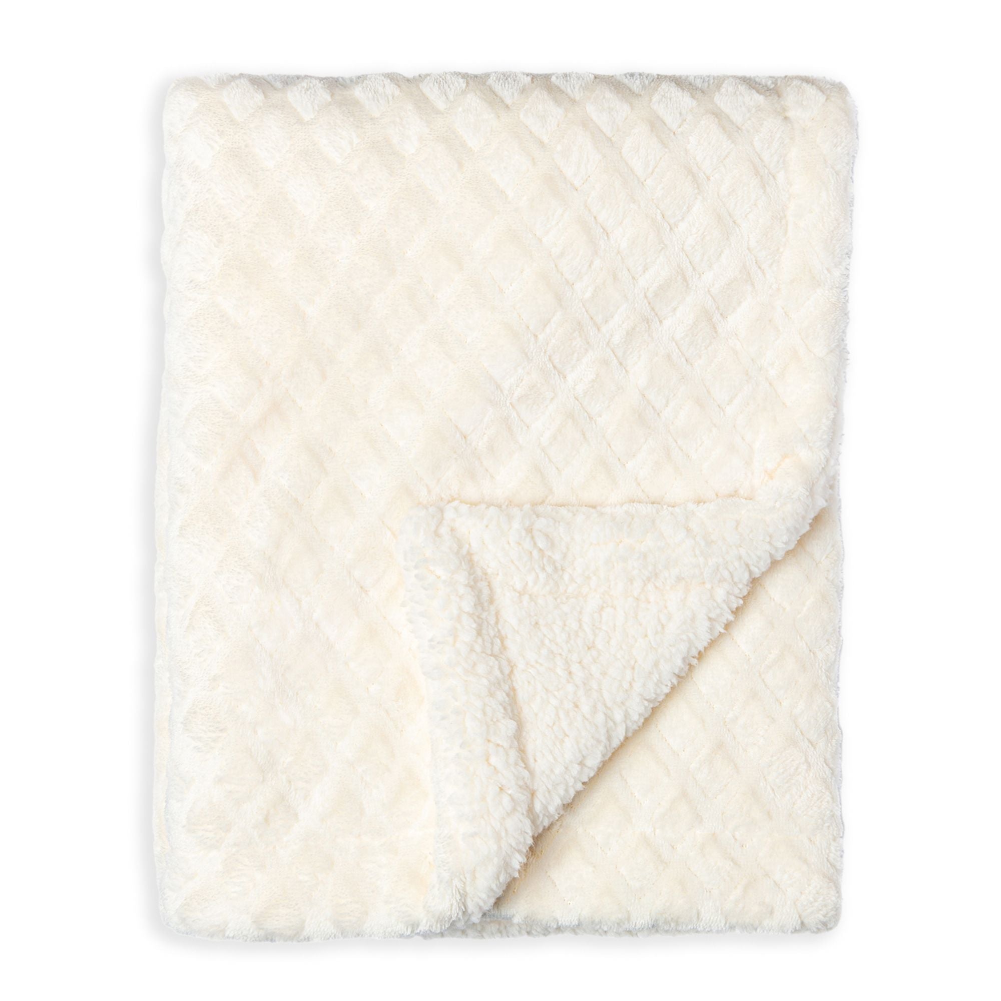 Diamond Plush Baby Blanket --- 30 x 40 in --- White Color