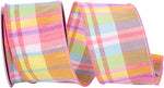 Load image into Gallery viewer, Dupioni Sherbert Plaid 2.5 inch wired ribbon in pastel pink, orange, yellow, green, blue and lavender, shown in flowing loops
