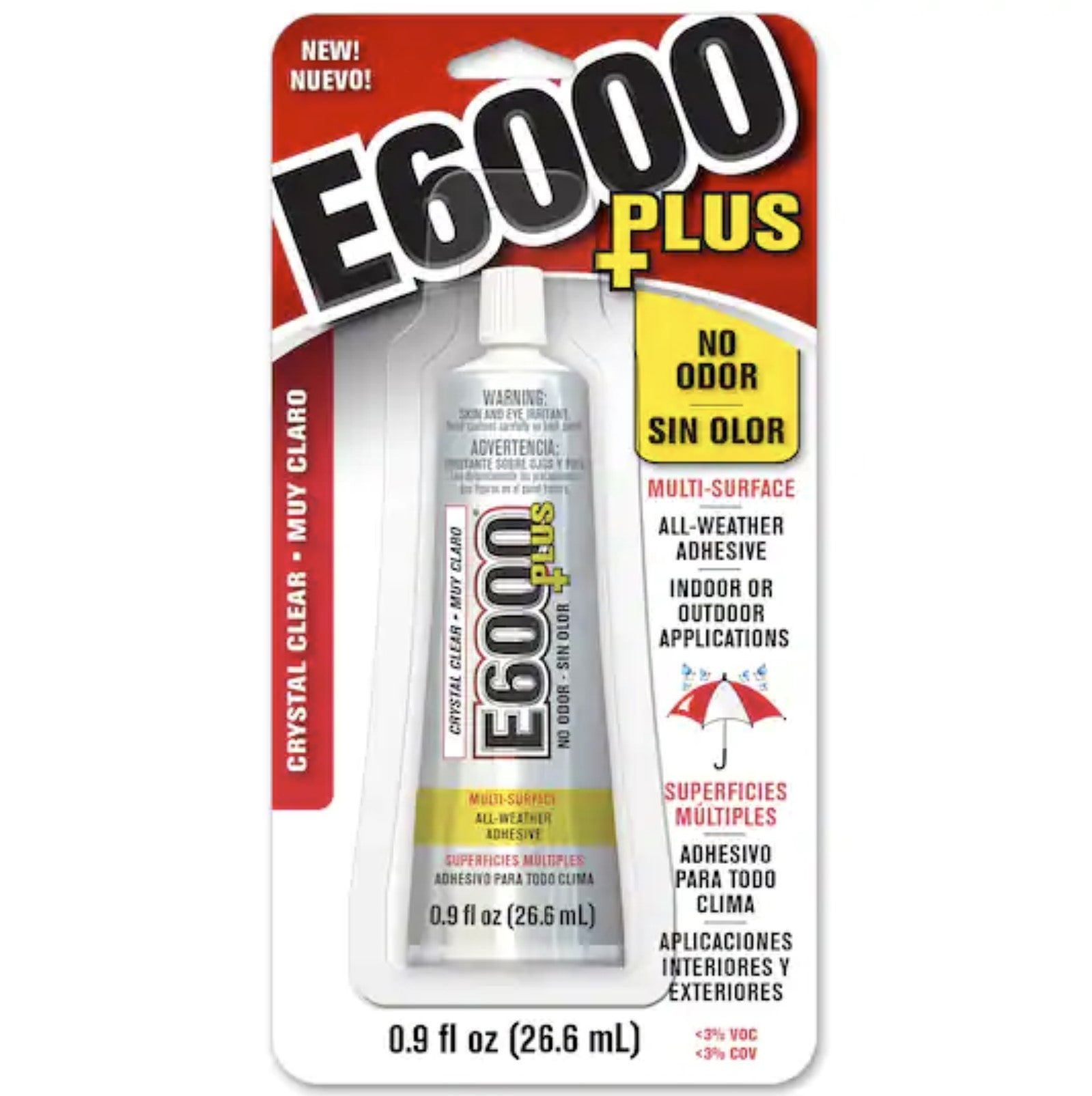 E6000® Plus Crystal Clear All-Weather Adhesive (0.9 fl oz)