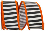 Load image into Gallery viewer, Railroad Striped Deluxe Folded (Orange Border) Heavy Wired Edge Ribbon -- Various Sizes
