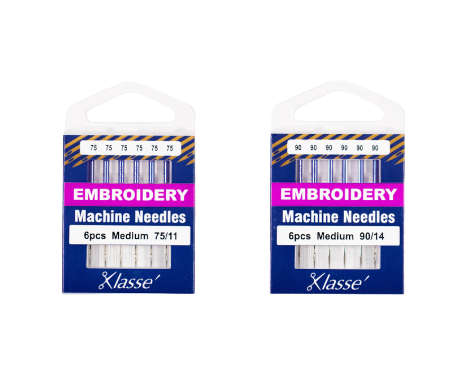 KLASSÉ® Embroidery Sewing Machine Needles — 6 Pack — Sizes: 75/11 & 90/14