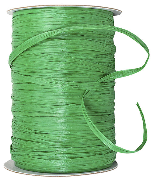 Premium - Matte Finish Raffia Ribbon --- 1/4in x 100 yards --- Emerald Color