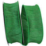 Load image into Gallery viewer, Florist Basics Dupioni Supreme Wired Edge Ribbon in vibrant Emerald, 1½ inch wide by 10 yards, displaying its luxurious faux dupioni texture and flexible wired edges for decorative bows and wreaths.
