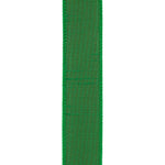 Load image into Gallery viewer, Detailed front view of the Emerald Dupioni ribbon highlighting its rich slubbed faux silk texture and precision stitched wired borders.
