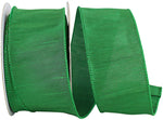 Load image into Gallery viewer, Full roll of Florist Basics Emerald Dupioni Supreme Wired Edge Ribbon measuring 2½ inches by 20 yards, ideal for Christmas trees, garlands, floral arrangements, and decorative bows.

