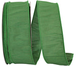 Load image into Gallery viewer, Commercial-size roll of Florist Basics Dupioni Supreme Wired Edge Ribbon in Emerald, 2½ inches wide by 50 yards, perfect for event decorating, wreath production, and large-scale holiday displays.

