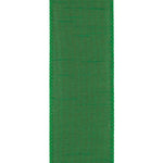 Load image into Gallery viewer, Detailed close-up of the Emerald Dupioni wired ribbon highlighting the premium faux silk texture and professional stitched wired edge.
