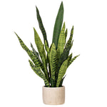 Load image into Gallery viewer, 28" -- Green Snake Plant in Gray Cement Pot -- Artificial Flower

