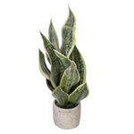 Load image into Gallery viewer, 18" -- Light Green Snake Plant in Gray Speckled Cement Pot -- Artificial Flower
