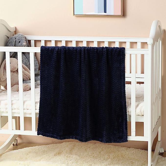 Fleece Infant Blanket, 30 x 40 in, Navy Color