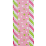 Load image into Gallery viewer, Easter Ribbons -- 2.5 in x 10 yards --- Dots Bright Diagonal Ticking Wired Edge Ribbon -- Fuchsia Color
