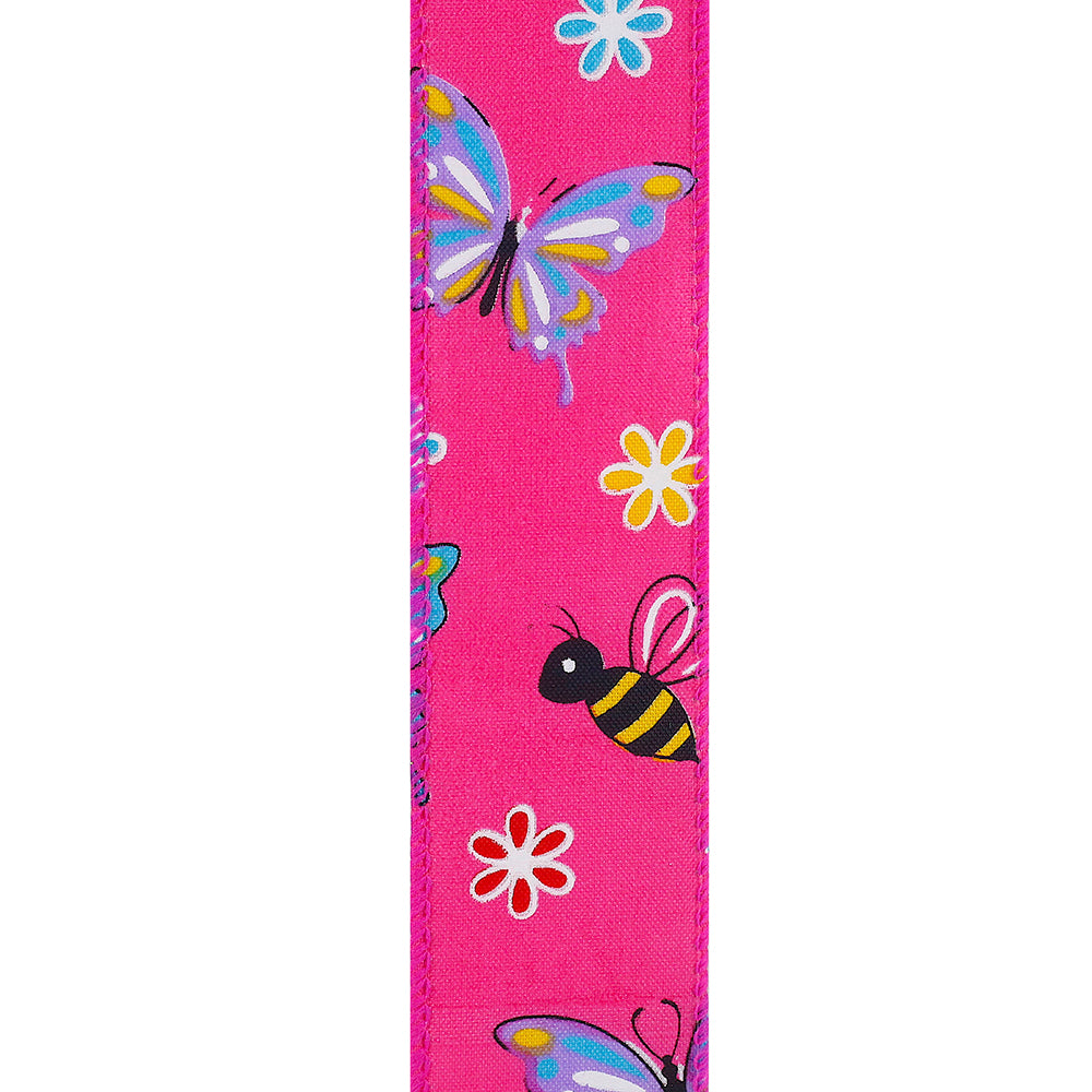 Butterflies & Bees Design - Wire Edge Ribbon -- Fuchsia -- Various Sizes