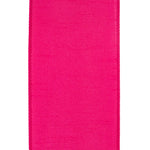 Load image into Gallery viewer, Close-up vertical front view of the Fuchsia Dupioni Supreme ribbon, showcasing the elegant slub weave texturing and clean, tightly stitched wired borders.
