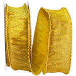 Load image into Gallery viewer, Florist Basics Dupioni Supreme Wired Edge Ribbon in vibrant Gold, 1½ inch wide by 10 yards, displaying its luxurious faux dupioni texture and flexible wired edges for decorative bows and wreaths.

