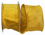 Load image into Gallery viewer, Florist Basics Dupioni Supreme Wired Edge Ribbon in vibrant Gold, 2½ inch wide by 10 yards, displaying its luxurious faux dupioni texture and flexible wired edges for decorative bows and wreaths.
