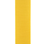 Load image into Gallery viewer, Close-up of the Golden Yellow Dupioni Supreme ribbon showcasing the slubbed faux silk weave and matching stitched wired edge for professional bow making.
