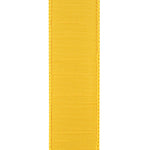 Load image into Gallery viewer, Back view of the Florist Basics Golden Yellow Dupioni wired ribbon illustrating the smooth polyester backing and durable stitched wired edge.

