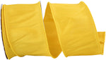 Load image into Gallery viewer, Florist Basics Dupioni Supreme Wired Edge Ribbon in Golden Yellow, 2½ inch wide by 10 yards, featuring a luxurious faux dupioni weave and sturdy wired edges perfect for wreaths, bows, and seasonal décor.
