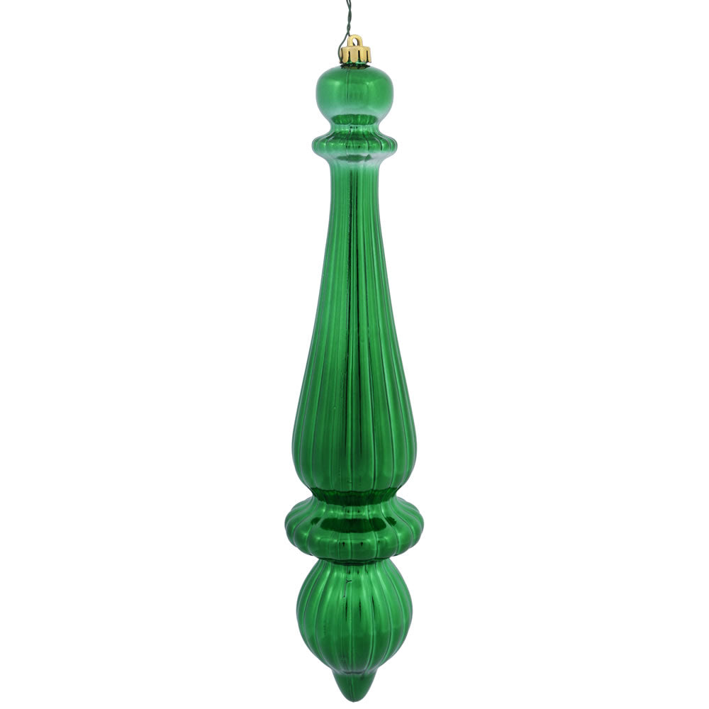 14" -- Green Shiny -- Finial Drop Ornament (Pack of 2) by Vickerman®