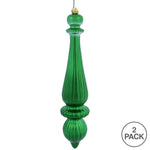 Load image into Gallery viewer, 14&quot; -- Green Shiny -- Finial Drop Ornament (Pack of 2) by Vickerman®
