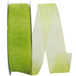 Load image into Gallery viewer, Chiffon Mono Sheer Ribbon -- Green Grass Color --- Various Sizes
