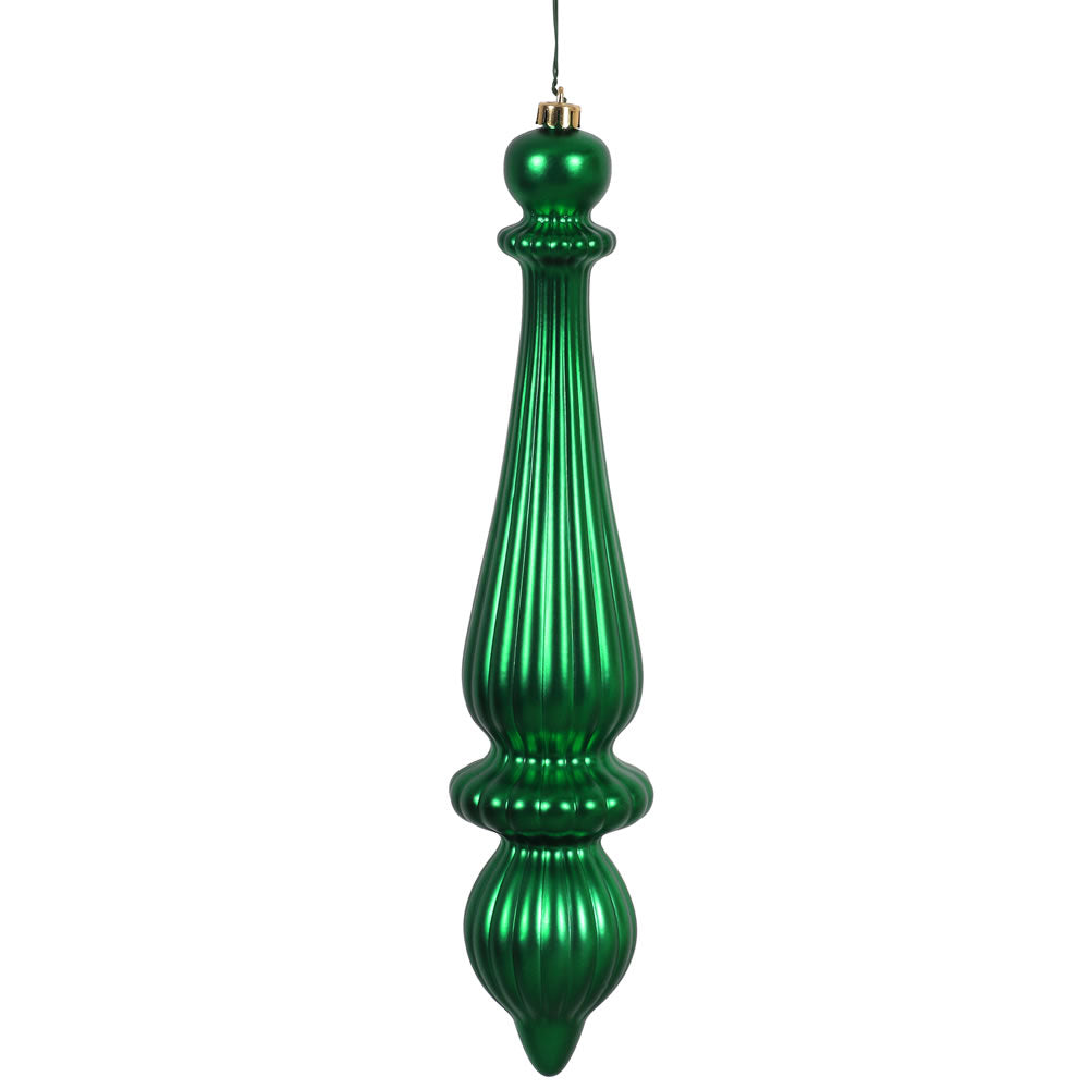 14" -- Green Matte -- Finial Drop Ornament (Pack of 2) by Vickerman®