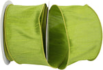 Load image into Gallery viewer, Florist Basics Dupioni Supreme Wired Edge Ribbon in vibrant Green Grass, 2½ inch wide by 10 yards, displaying its luxurious faux dupioni texture and flexible wired edges for decorative bows and wreaths.
