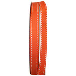 Load image into Gallery viewer, Grosgrain Saddle Stitch Ribbon -- Orange / White Color --- Various Sizes
