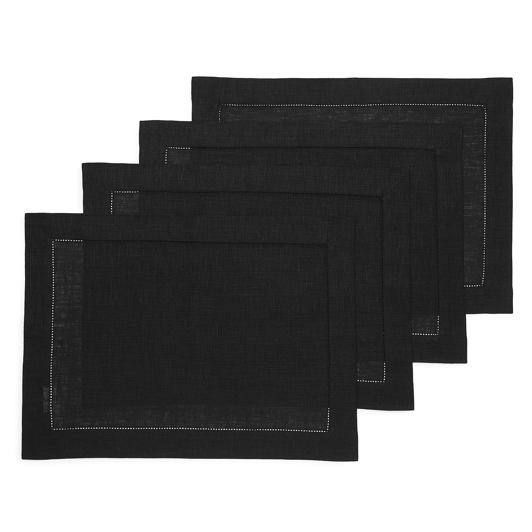 Hemstitched Table Linens (Black Color)