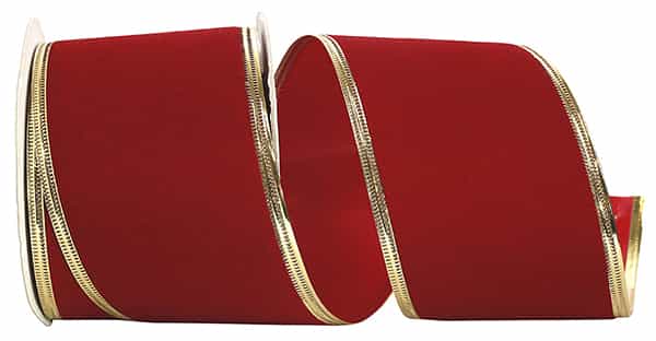 Outdoor Ribbon --- 2 ½ inch -  Holiday Red Color - Velvet Polypro Domestic Regal Wired Edge Ribbon, Various Yard Lengths