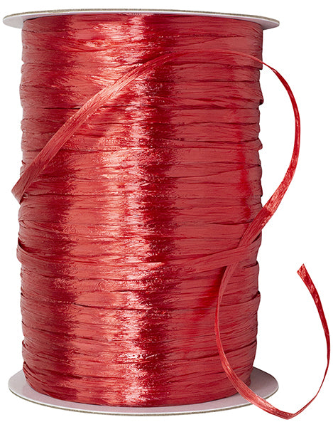 Premium - Pearl Finish Raffia Ribbon --- 1/4in x 100 yards --- Imperial Red Color
