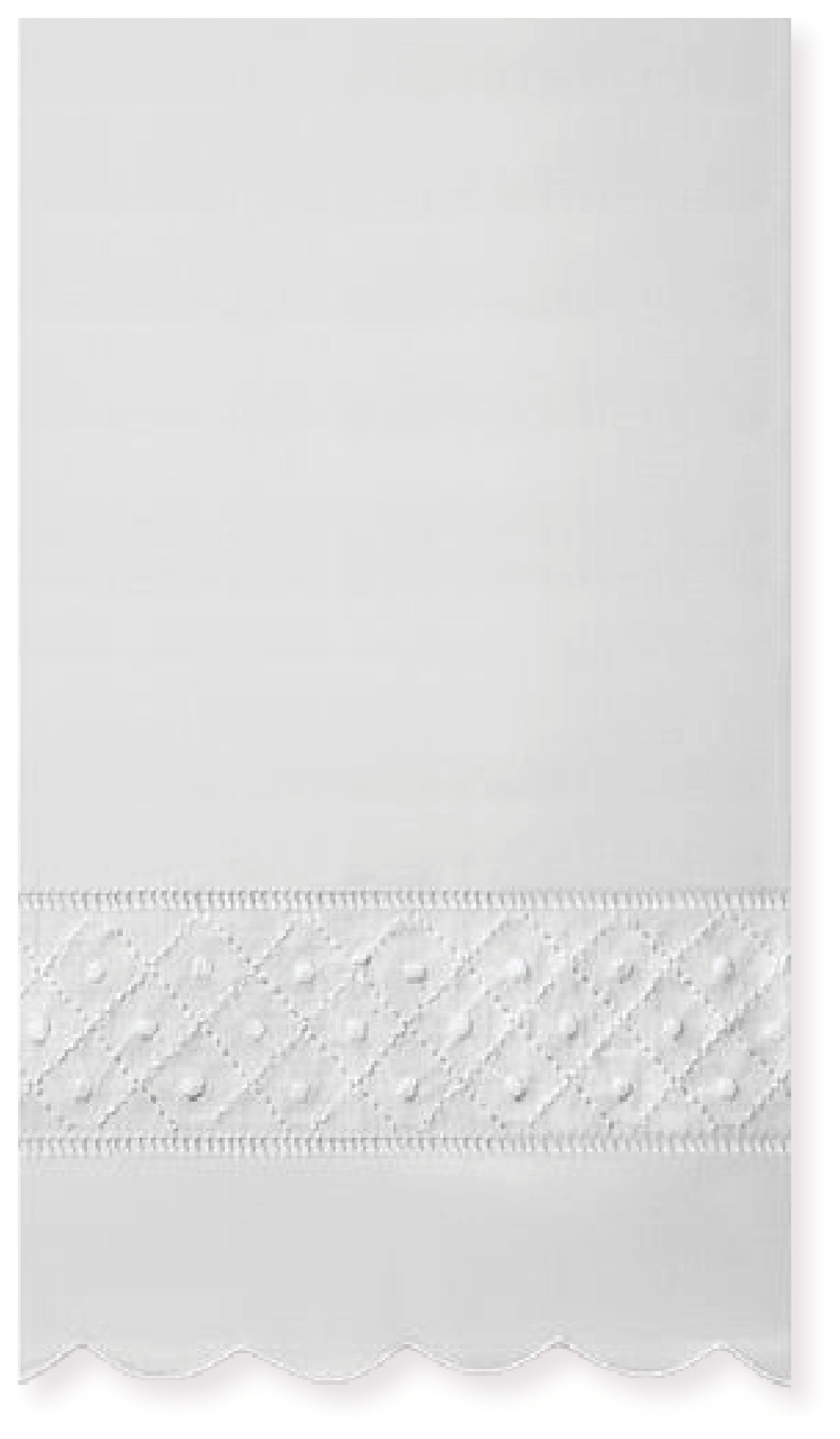 Guest Towel with Madeira Dots, Lattice, and Scalloped Edge --- White