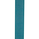Load image into Gallery viewer, Close-up of the Jade Dupioni Supreme ribbon showcasing the slubbed faux silk weave and matching stitched wired edge for professional bow making.
