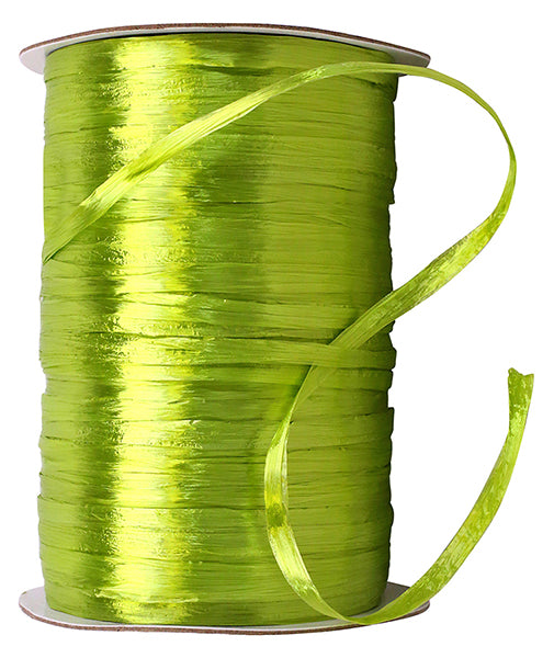 Premium - Pearl Finish Raffia Ribbon --- 1/4in x 100 yards --- Jungle Green Color