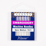 Load image into Gallery viewer, KLASSÉ® Embroidery Sewing Machine Needles — 6 Pack — Sizes: 75/11 &amp; 90/14
