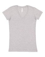 Load image into Gallery viewer, Ladies (Junior) Fitted  --  (V-Neck) T-Shirt  -- 100% Cotton -- Heather Color
