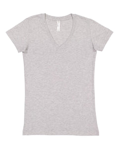 Ladies (Junior) Fitted  --  (V-Neck) T-Shirt  -- 100% Cotton -- Heather Color