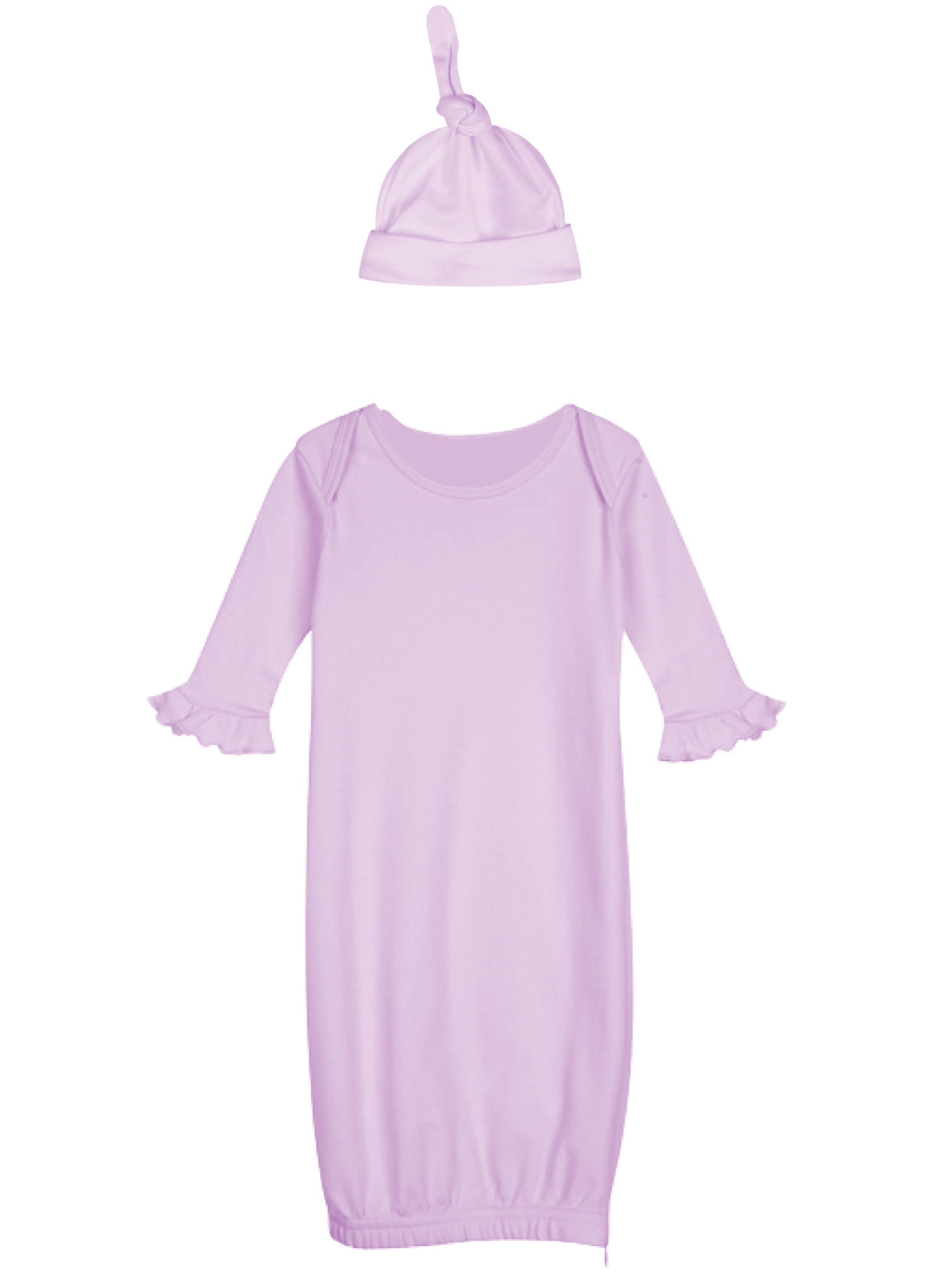 Baby Embroidery Sleep Gown (with Ruffle Sleeves) Set, Lavender Color