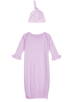 Load image into Gallery viewer, Baby Embroidery Sleep Gown (with Ruffle Sleeves) Set, Lavender Color
