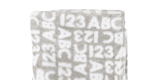 Letters & Numbers Flannel Fleece Baby Blanket, 30 x 40 in, Grey & White Color