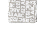Load image into Gallery viewer, Letters &amp; Numbers Flannel Fleece Baby Blanket, 30 x 40 in, Grey &amp; White Color
